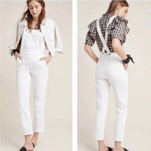 Pilcro By Anthropologie White Denim Overalls Size 32